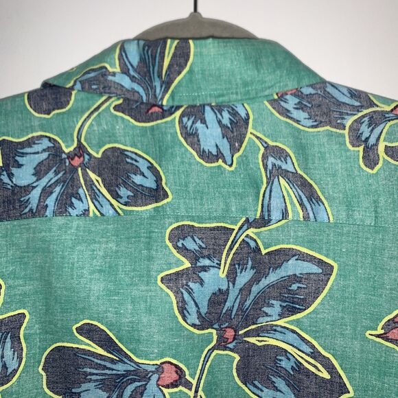 Lands End Shirt Mens XXL Hawaiian Floral Short Sleeve Button Down Beach Cotton - Picture 5 of 7